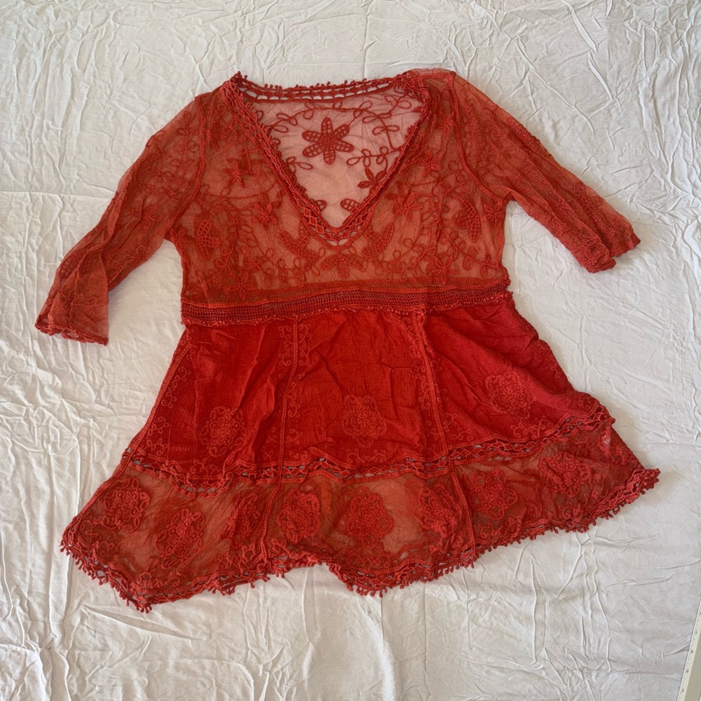 Elegant Red Lace cover-up